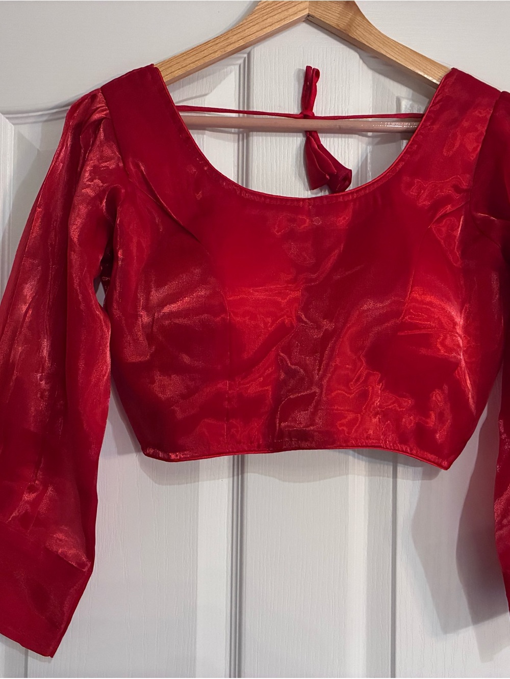 Red Indian Women's Satin Tie-Back Crop Top
